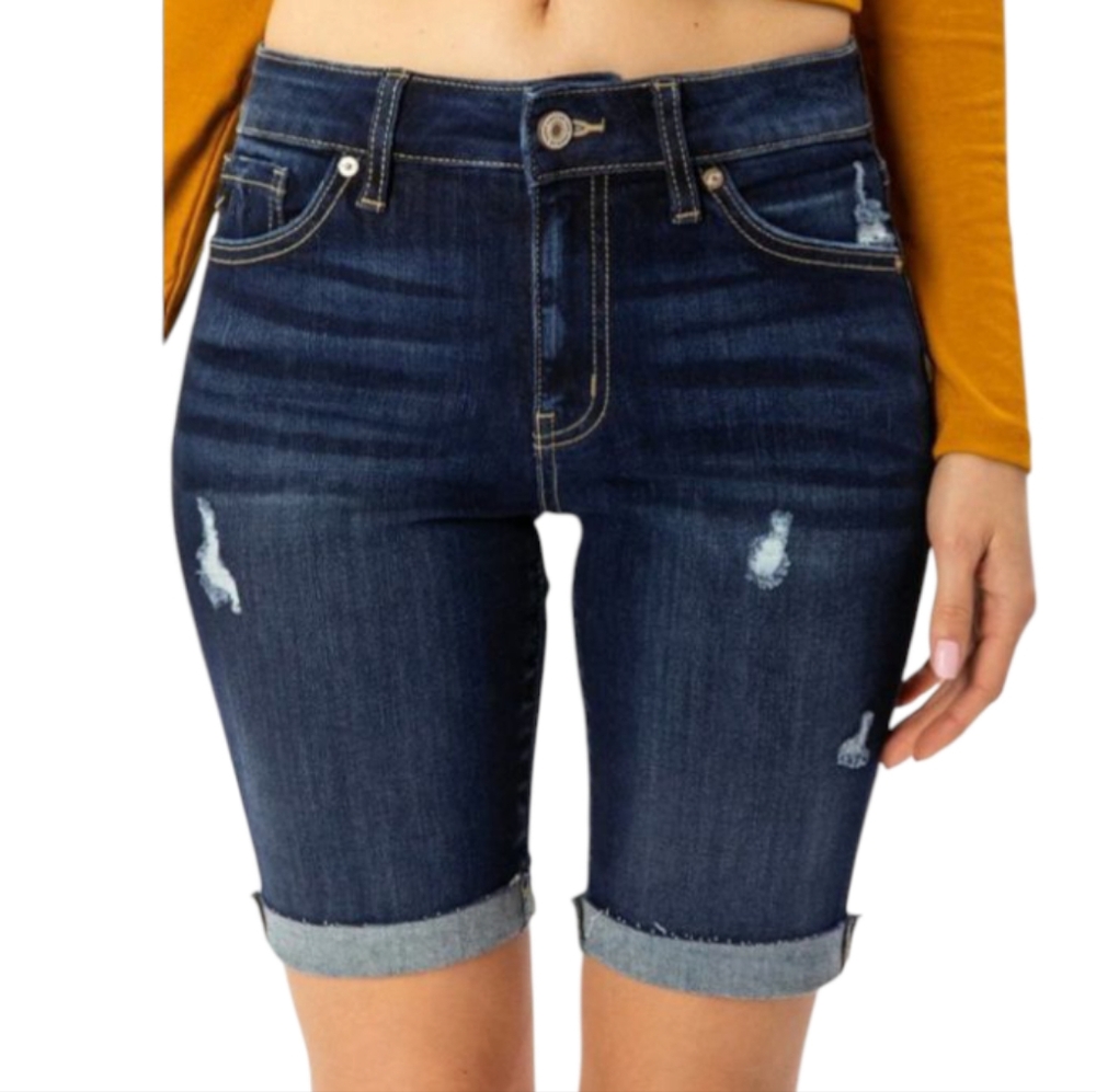 KanCan Cuffed Bermuda Mid Rise Jean Shorts Women's Sz 31